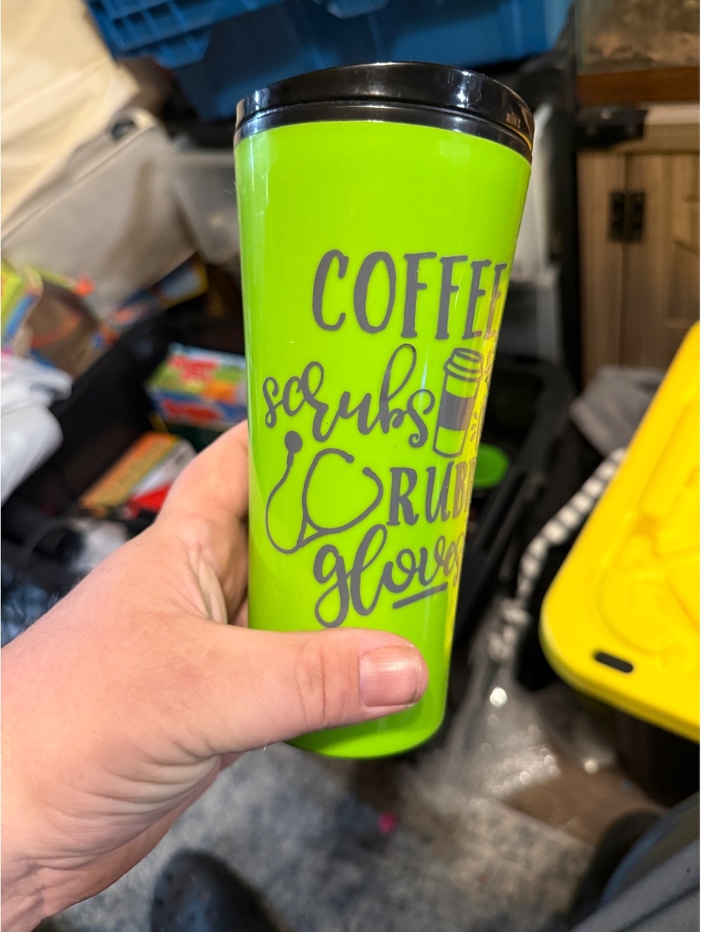 Bright Green Travel Coffee Tumbler with Black Lid